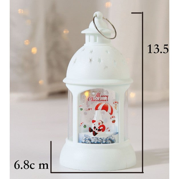 Decorațiune de Crăciun, Sfeșnic de Birou și Lumină de Noapte cu Moș Crăciun, Inel de Agățat, Plastic, 6.8 x 13.5 x 2 cm, Alb