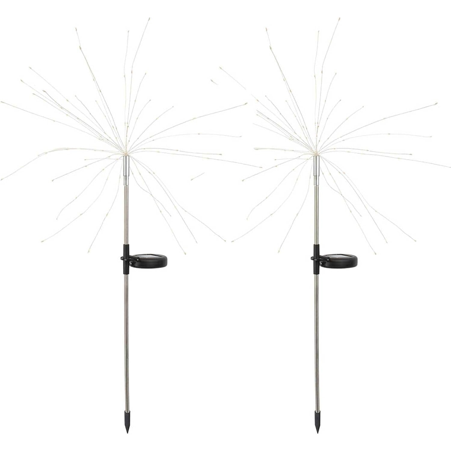 Lampa Solara Decorativa Gradina, Model Artificii Fireworks cu 8 Moduri Iluminare, Sarma Cupru Flexibila, IP55 Impermeabil, 120 LED-uri, 55W, 90 cm, Alb Cald