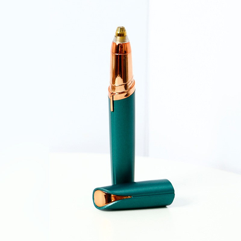 Trimmer Facial Pentru Sprancene Si Mustata, Reincarcabil USB, Fara Fir, Cap Detasabil Din Inox Si ABS, 1.5 x 13 cm, Verde