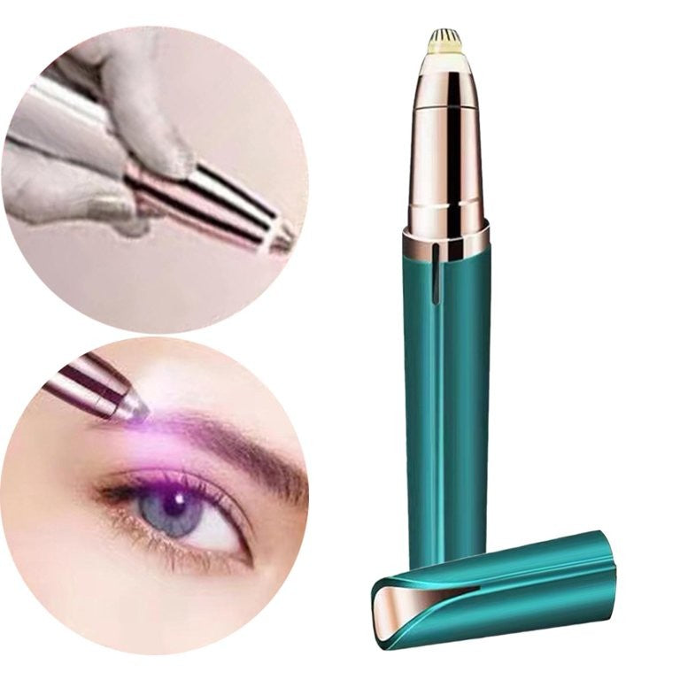Trimmer Facial Pentru Sprancene Si Mustata, Reincarcabil USB, Fara Fir, Cap Detasabil Din Inox Si ABS, 1.5 x 13 cm, Verde