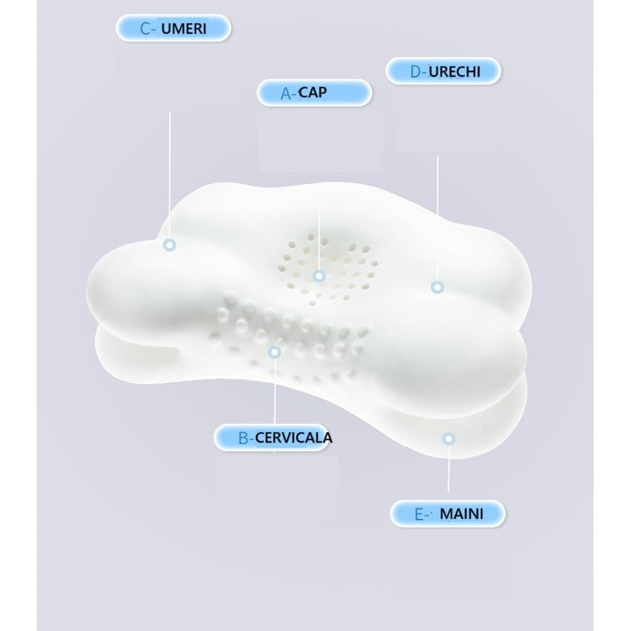 Pernă Ergonomică Copii 2-5 Ani, Design 5D Ortopedic, Antibacteriană cu Revenire Lentă, Material Respirabil, Husă Detașabilă, 38 x 67 x 4/6 cm, Albastru