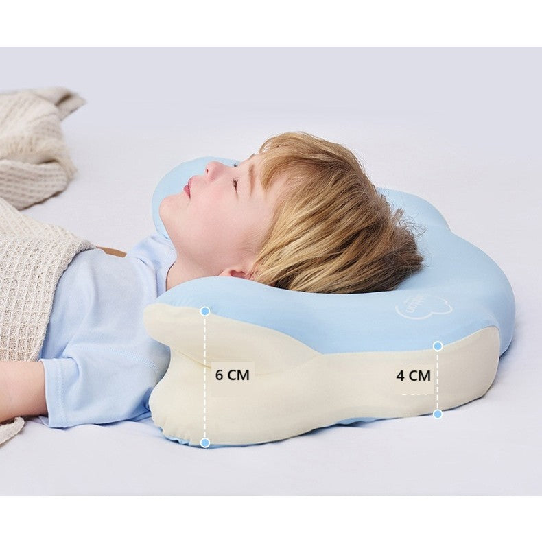 Pernă Ergonomică Copii 2-5 Ani, Design 5D Ortopedic, Antibacteriană cu Revenire Lentă, Material Respirabil, Husă Detașabilă, 38 x 67 x 4/6 cm, Albastru