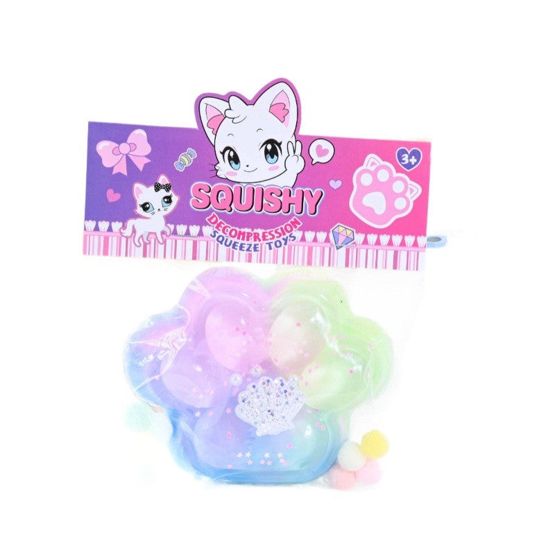 Jucarie Antistres Squishy, Labuta de Pisica Squeeze Toy cu Revenire Lenta, Terapie Senzoriala din Material TPR, 7.5 cm, Multicolor