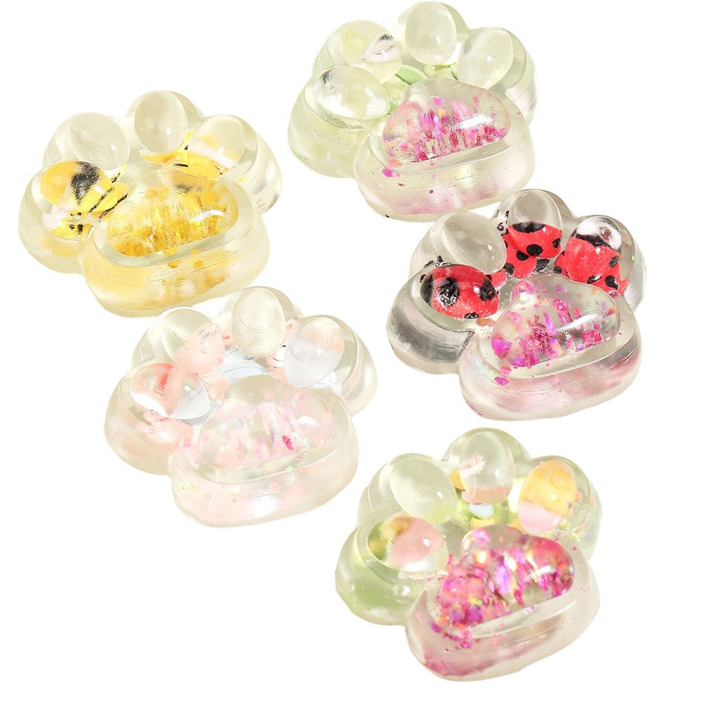 Jucarie Antistres Squishy, Labuta de Pisica cu Revenire Lenta, Model Transparent cu Inserții, Material TPR Moale, 6.5 x 7 cm, 62 g