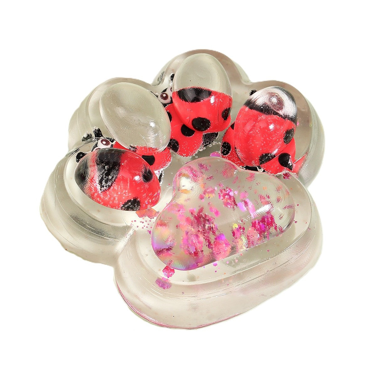 Jucarie Antistres Squishy, Labuta de Pisica cu Revenire Lenta, Model Transparent cu Inserții, Material TPR Moale, 6.5 x 7 cm, 62 g