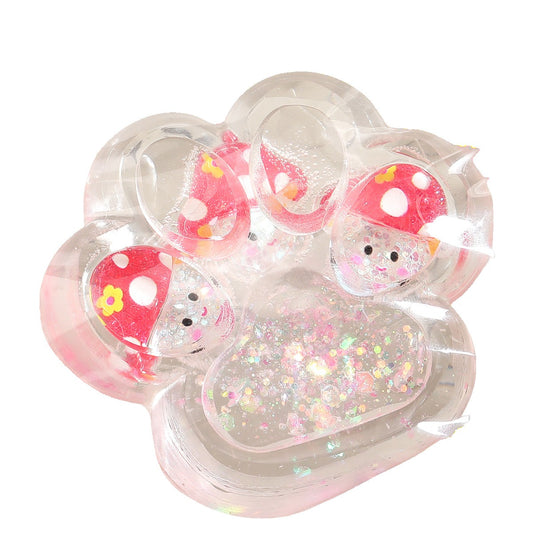 Jucarie Antistres Squishy, Labuta de Pisica Pufoasa cu Revenire Lenta, Model Ciuperca, Material TPR Flexibil, 7 x 6.5 cm, Multicolor