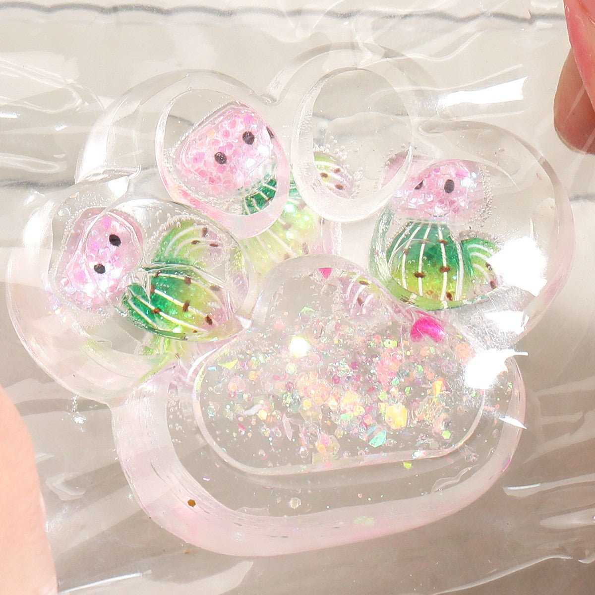 Jucarie Antistres Squishy, Labuta de Pisica Pufoasa cu Revenire Lenta, Model Ciuperca, Material TPR Flexibil, 7 x 6.5 cm, Multicolor