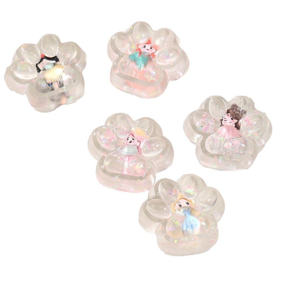Jucarie Antistres Squishy, Labuta de Pisica Pufoasa cu Revenire Lenta, Model Printesa, Material TPR Flexibil, 7 x 6.5 cm, Multicolor