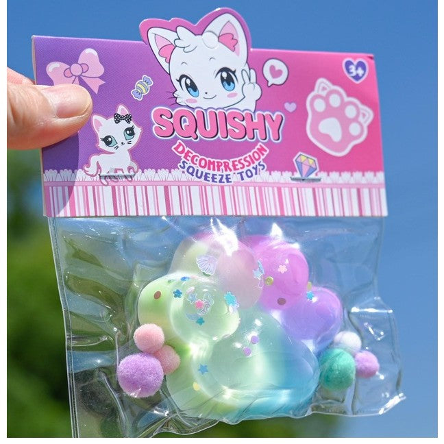 Jucarie Antistres Squishy, Labuta de Pisica cu Revenire Lenta, Jucarie Senzoriala Moale, Material TPR, 7.5 x 8.5 cm, Multicolor