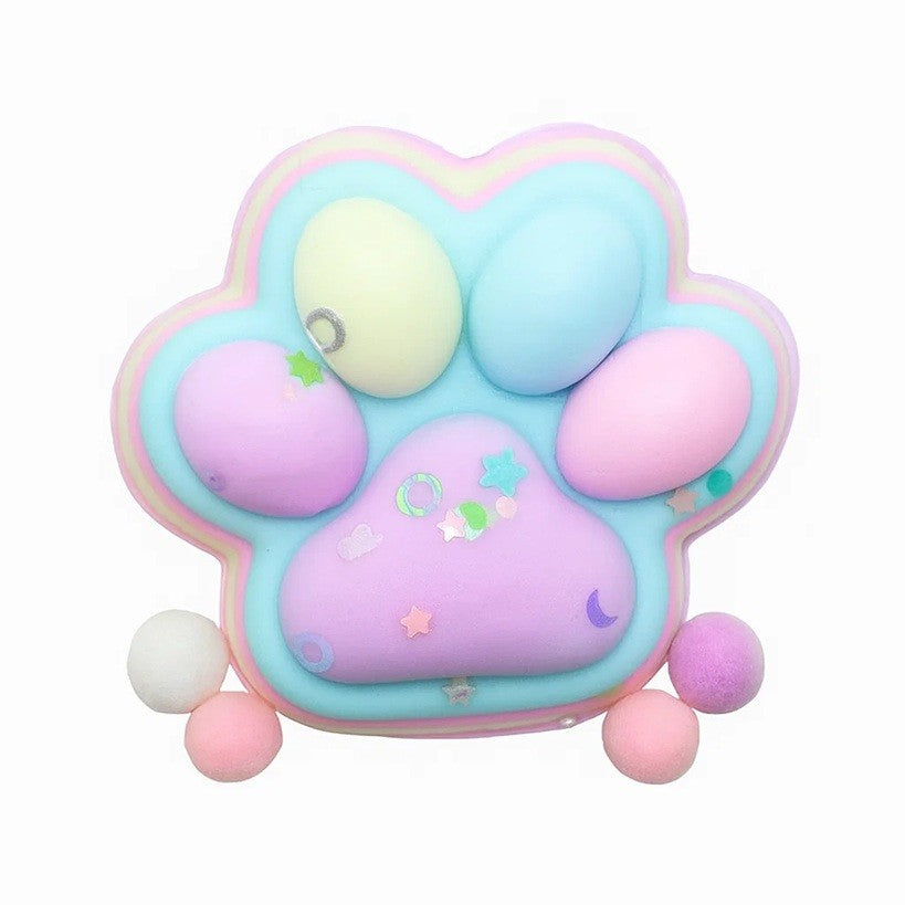 Jucarie Antistres Squishy, Labuta de Pisica Pufoasa cu Revenire Lenta, Material TPR Moale, 7.5 x 8.5 cm, Ambalaj Transparent, Multicolor, Model 27053