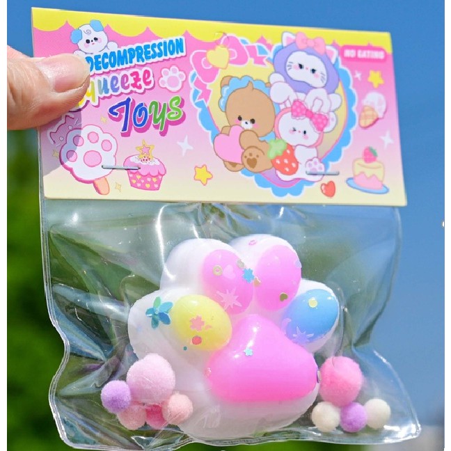 Jucarie Antistres Squishy, Labuta de Pisica Pufoasa cu Revenire Lenta, Terapie Senzoriala, Material TPR Moale, 7.5 cm, Model 27056, Multicolor