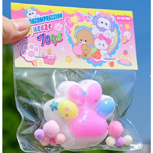 Jucarie Antistres Squishy, Labuta de Pisica Pufoasa cu Revenire Lenta, Terapie Senzoriala, Material TPR Moale, 7.5 cm, Model 27056, Multicolor