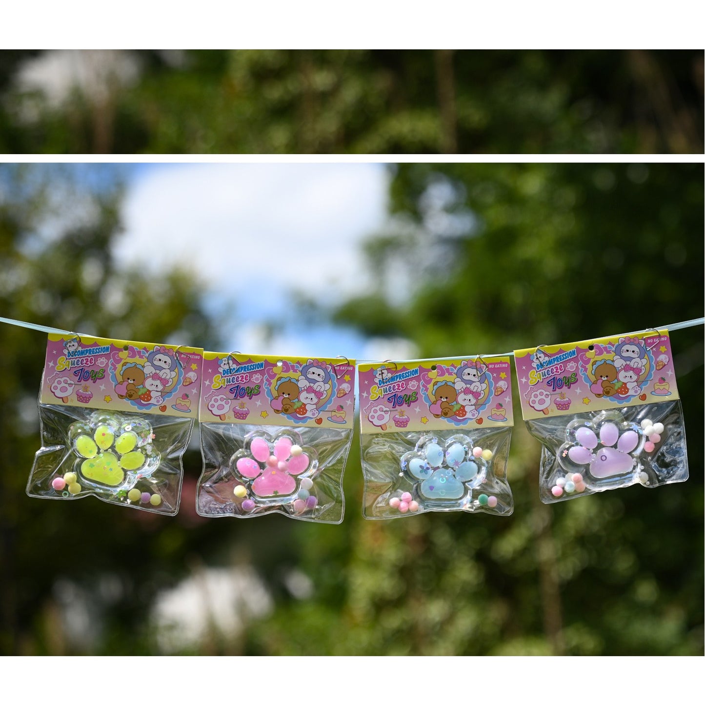 Jucarie Antistres Squishy, Labuta de Pisica Pufoasa, Revenire Lenta pentru Terapie Senzoriala, Material TPR, 7.5 cm, Multicolor