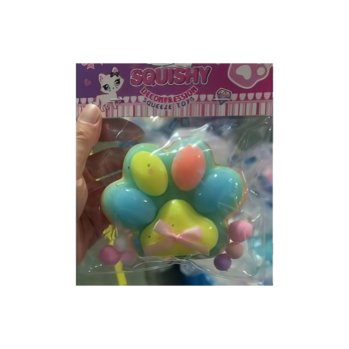 Jucarie Antistres Squishy, Model Labuta de Pisica Cat Paw cu Revenire Lenta, Material TPR Moale, 12.5x10.5 cm, 220g, Multicolor