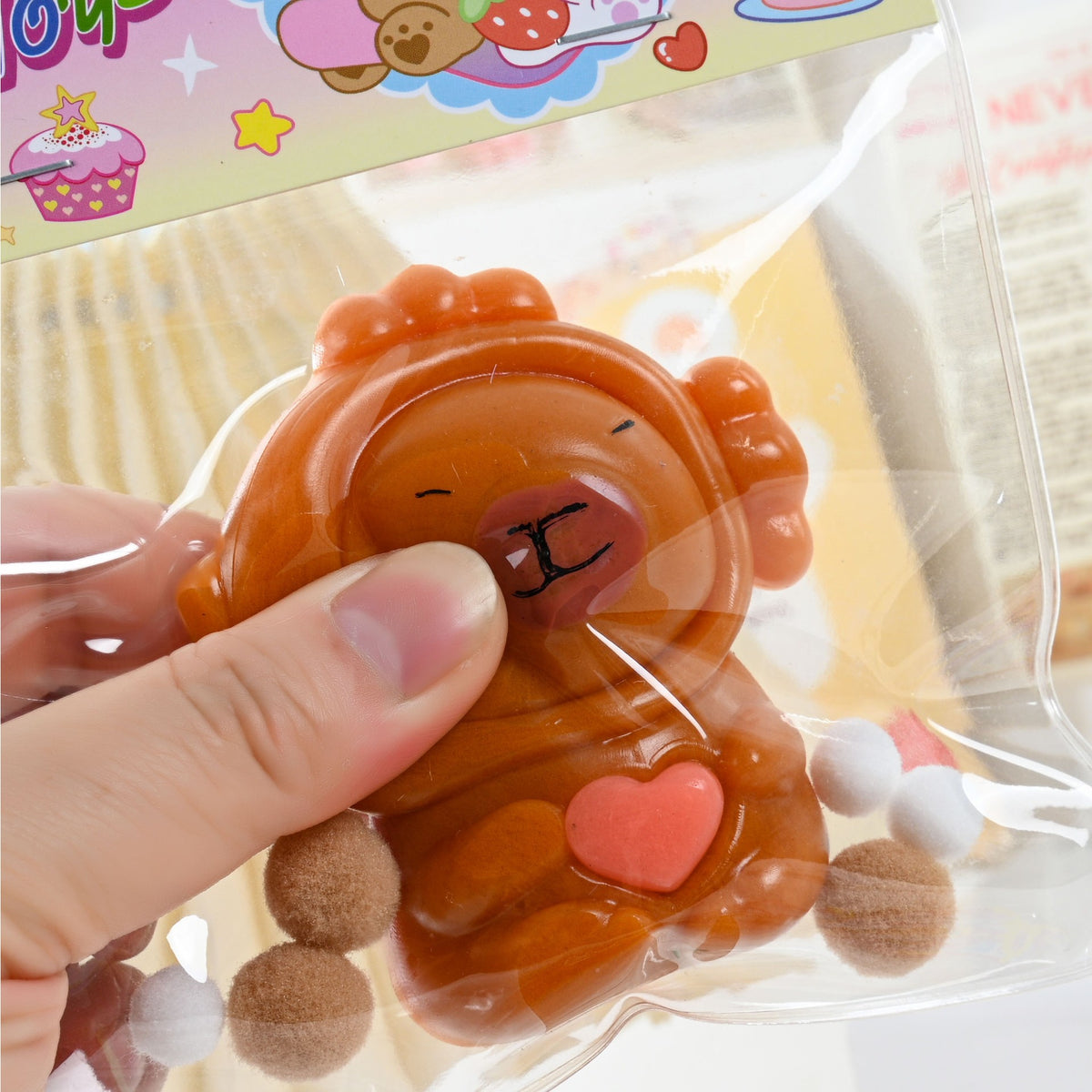 Jucarie Antistres Squishy Capybara, Efect Revenire Lenta Slow Rising, Material TPR Moale, 7.5 x 6.5 cm, Maro