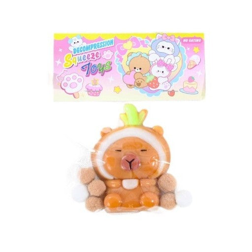 Jucarie Antistres Squishy, Model Capybara cu Revenire Lenta, Material TPR Moale, 7 x 6.5 cm, Maro