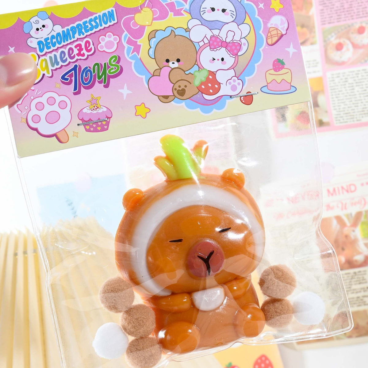 Jucarie Antistres Squishy, Model Capybara cu Revenire Lenta, Material TPR Moale, 7 x 6.5 cm, Maro