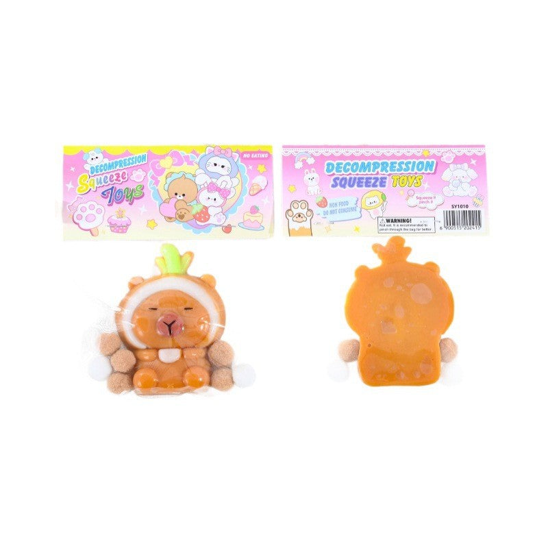 Jucarie Antistres Squishy, Model Capybara cu Revenire Lenta, Material TPR Moale, 7 x 6.5 cm, Maro