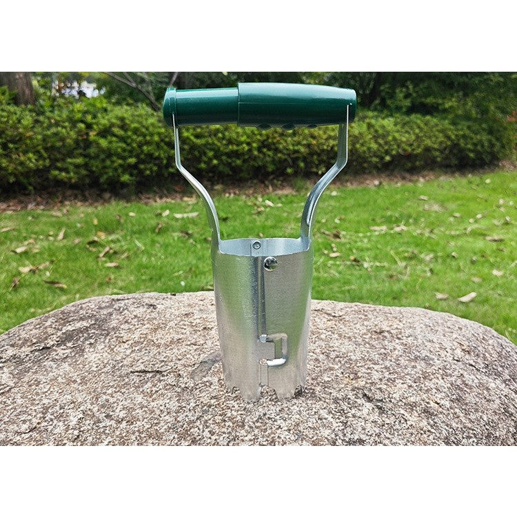 Transplantator Agricol si Plantator Rasaduri, Cilindric cu Gradatie si Maner Flexibil Ergonomic, Otel si Plastic, 6 cm Diametru, 23 x 6 x 13 cm, Verde