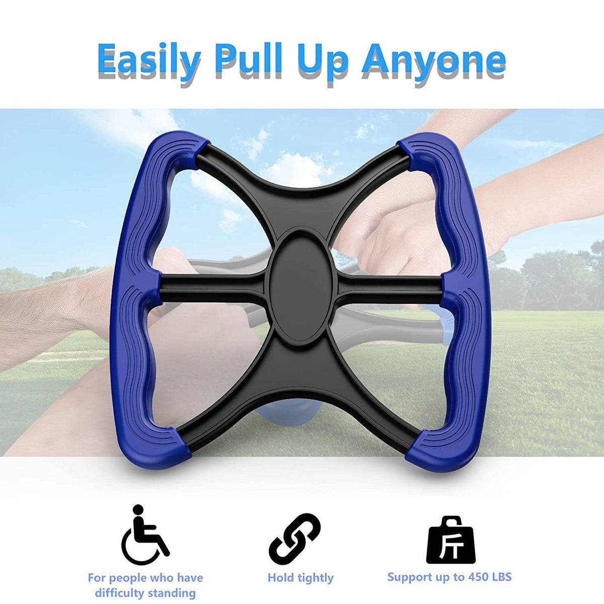 Dispozitiv de Ridicare Manuală pentru Vârstnici și Mobilitate Redusă, Mâner Ergonomic, Plastic Durabil, Capacitate 200 kg, 27 x 24 cm, Albastru