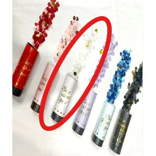 Tun de Confetti, Best Wishes, Actionare prin Rasucire Manuala, Model Buline din Hartie si Folie, Alb, 11 x 4 cm