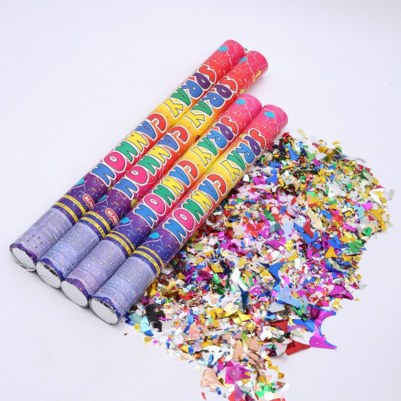 Tub de Confetti Clasic pentru Petreceri, Eliberare prin Rasucire Manuala, Plastic Lucios, Multicolor, 80 cm