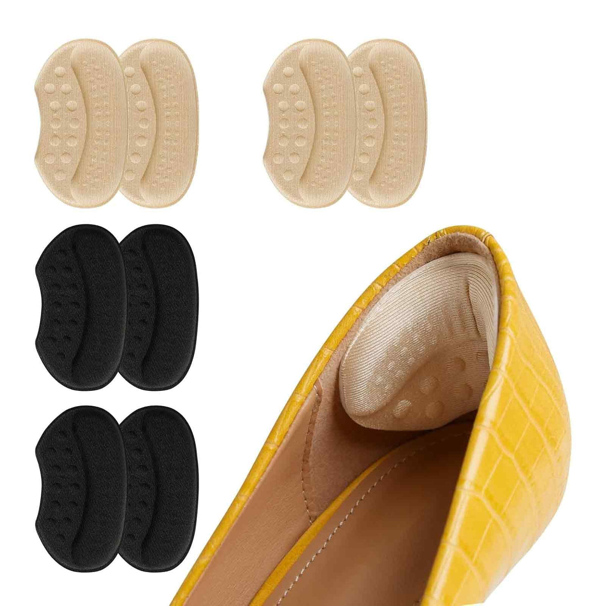 Branturi Pentru Incaltaminte, Protectie Calcai si Reglare Marime, Spuma Moale cu Memorie, Autoadezive, Grosime 6 mm, Marime Universala, Negru, 2 Bucati