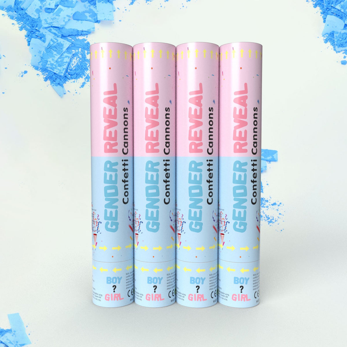Tun Confetti Gender Reveal, Lansator cu Actionare prin Rasucire, Efect Spectaculos Dezvaluire Gen, Carton si Hartie, 40 cm, Albastru