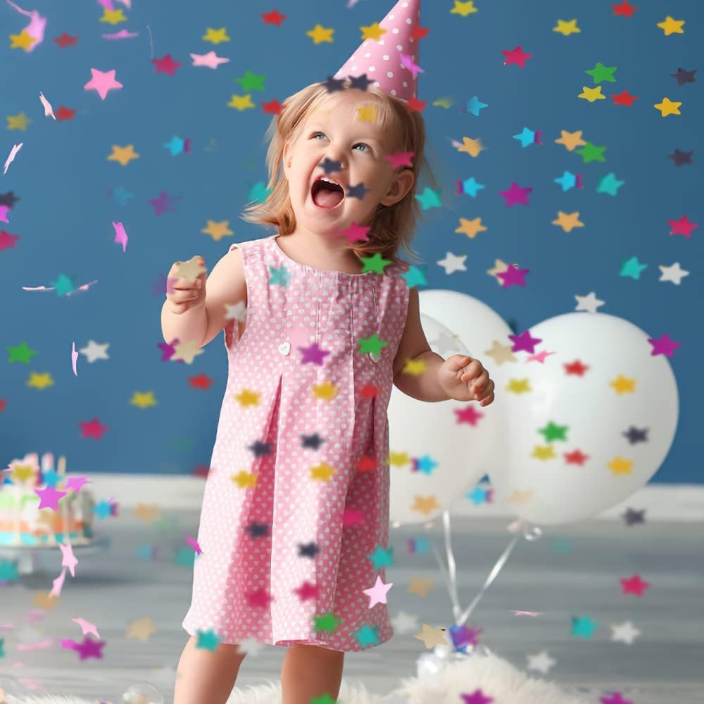 Tun de Confetti Party Popper, Model Inimioare si Stelute din Aluminiu, Activare Manuala prin Rasucire, Multicolor, 60x5 cm