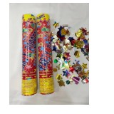 Tun de Confetti Party Popper, Model Inimioare si Stelute din Aluminiu, Activare Manuala prin Rasucire, Multicolor, 60x5 cm