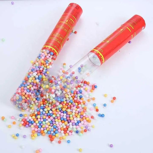 Tun de Confetti cu Bilute din Polistiren, Actionare prin Rasucire Manuala, Ambalaj Plastic, 30 cm, Multicolor