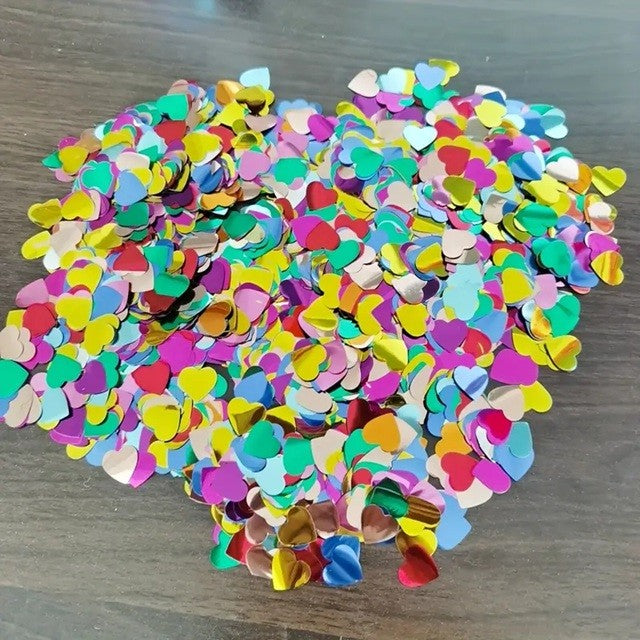 Tub de Confetti Party Popper, Inimioare din Aluminiu Lucioase, Activare prin Rasucire, 20x5 cm, Multicolor