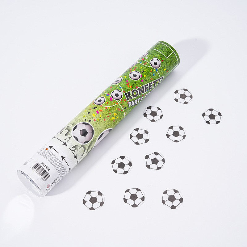 Tun Confetti Party, Model Mingi de Fotbal, Actionare prin Rasucire, Material Hartie, Lungime 28 cm, Alb Negru