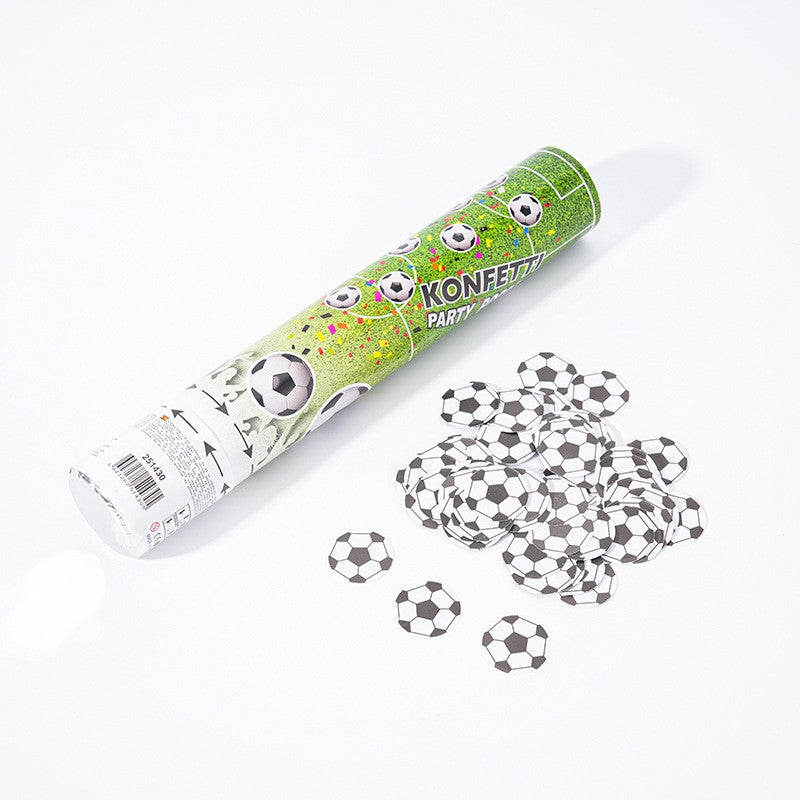 Tun Confetti Party, Model Mingi de Fotbal, Actionare prin Rasucire, Material Hartie, Lungime 28 cm, Alb Negru