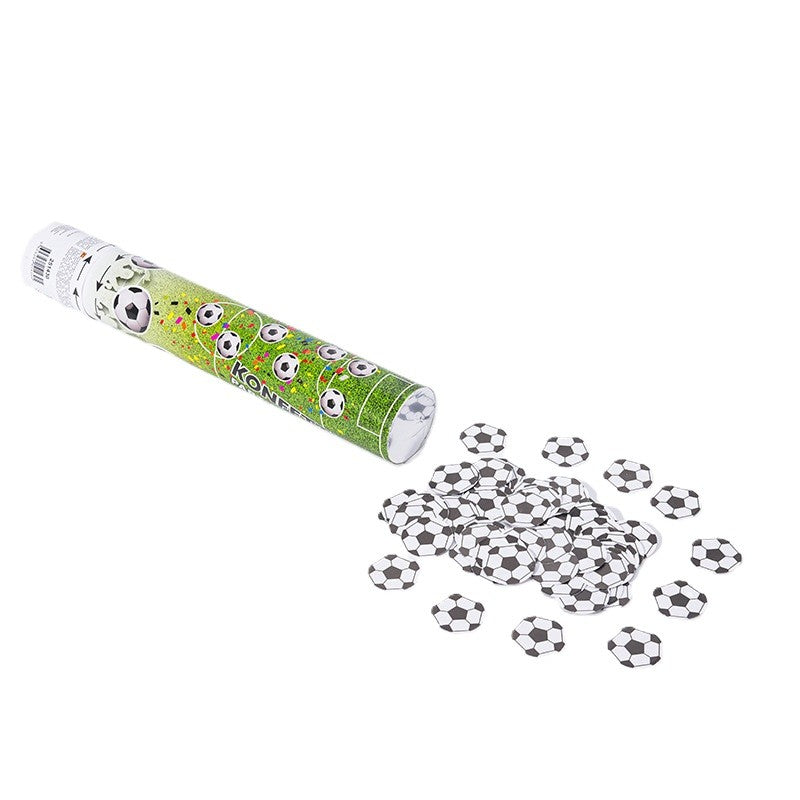 Tun Confetti Party, Model Mingi de Fotbal, Actionare prin Rasucire, Material Hartie, Lungime 28 cm, Alb Negru