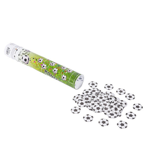 Tun Confetti Party, Model Mingi de Fotbal, Actionare prin Rasucire, Material Hartie, Lungime 28 cm, Alb Negru