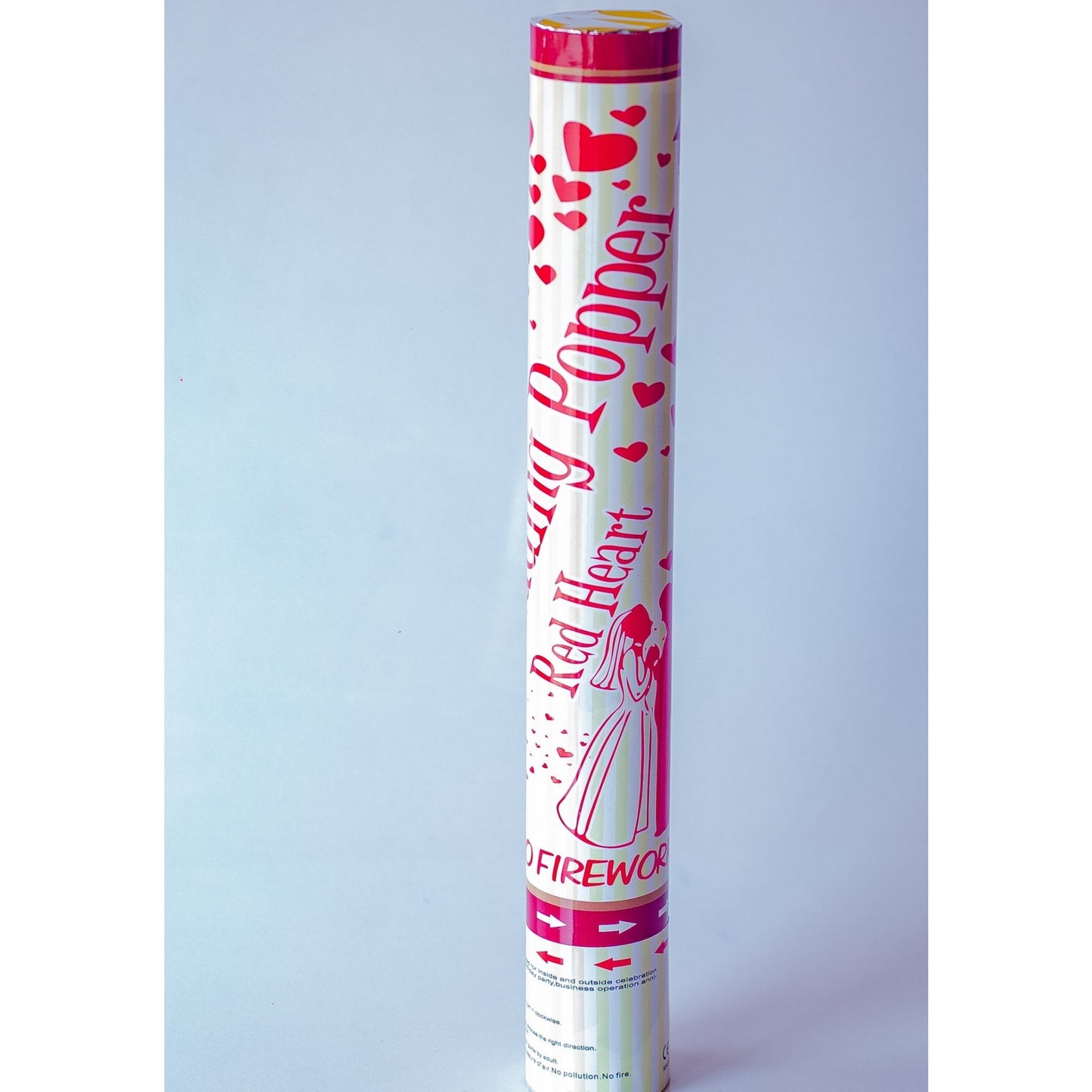 Tun Confetti Inimi Roșii Wedding Popper, Mecanism Eliberare prin Răsucire, Lungime 40 cm, Ambalaj Carton, Material Hârtie, 1 Bucată