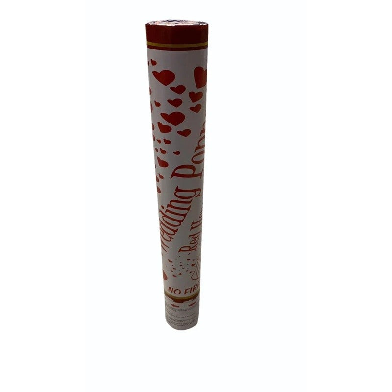 Tun Confetti Inimi Roșii Wedding Popper, Mecanism Eliberare prin Răsucire, Lungime 40 cm, Ambalaj Carton, Material Hârtie, 1 Bucată