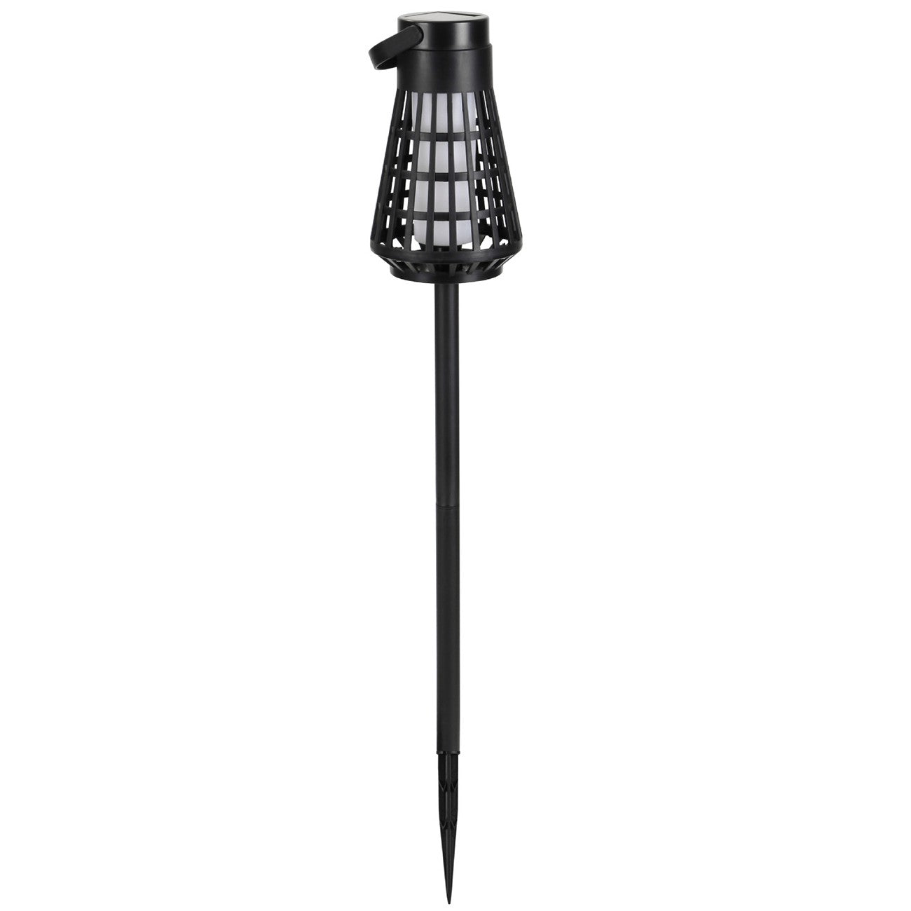 Lampa Solara Gradina Tip Felinar si Torta, Lumina Calda LED, Incarcare Solara Automata, Plastic Rezistent la Intemperii, Montare prin Infingere, Inaltime 12 cm, Negru