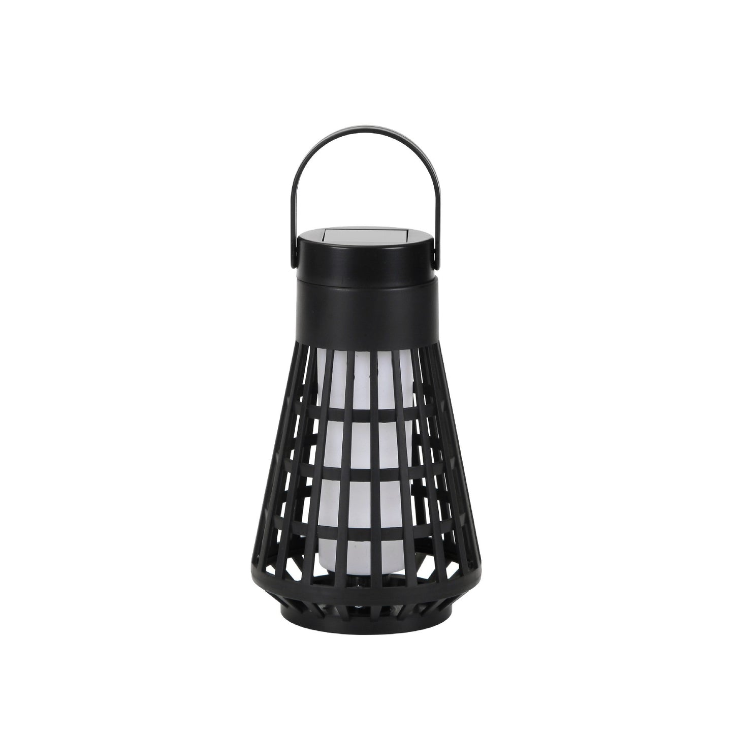 Lampa Solara Gradina Tip Felinar si Torta, Lumina Calda LED, Incarcare Solara Automata, Plastic Rezistent la Intemperii, Montare prin Infingere, Inaltime 12 cm, Negru