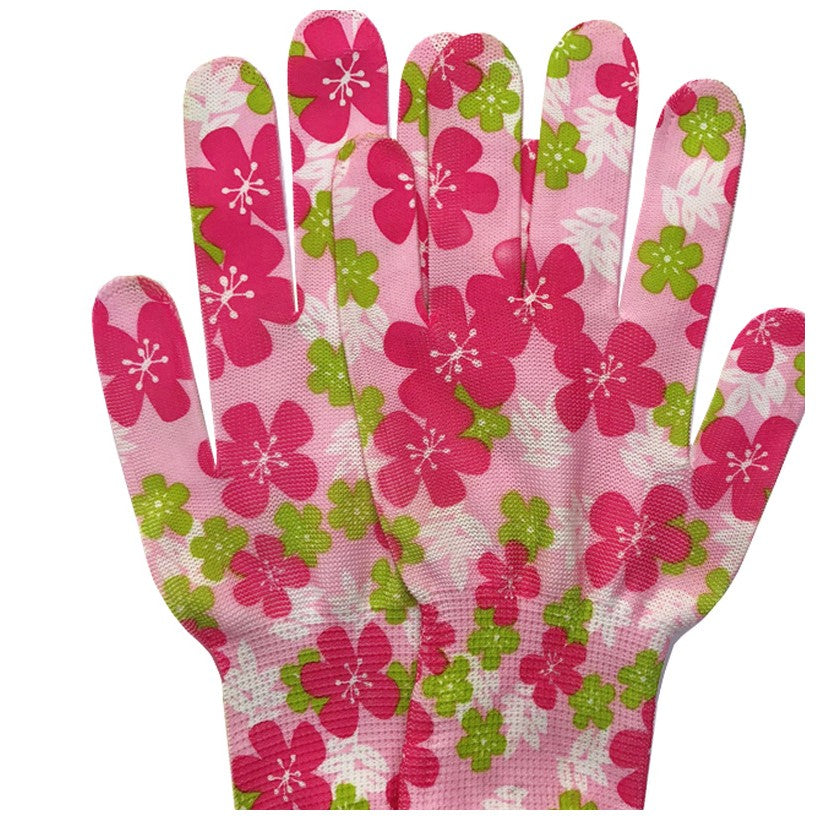 Manusi de Gradinarit Antiderapante, Protectie Lucrari Usoare si Casnice, Nailon Respirabil, Model Inflorat, Marime Universala 20 cm, Multicolor