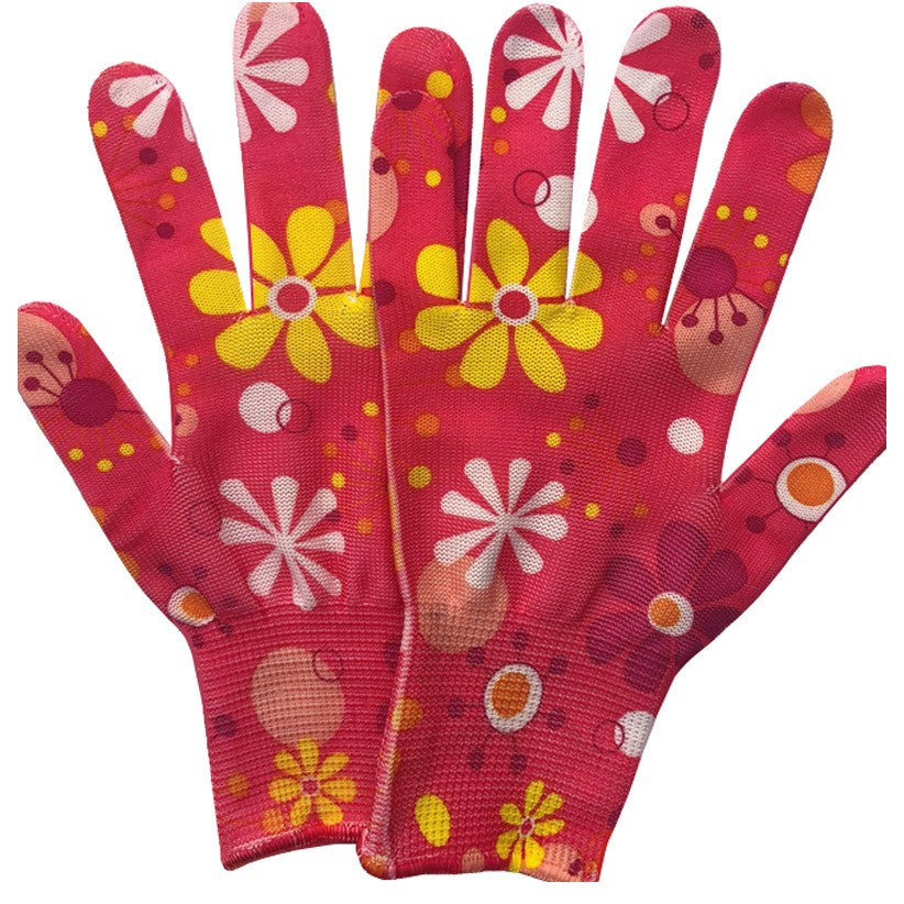 Manusi de Gradinarit Antiderapante, Protectie Lucrari Usoare si Casnice, Nailon Respirabil, Model Inflorat, Marime Universala 20 cm, Multicolor