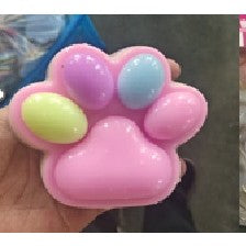 Jucarie Antistres Squishy, Labuta de Pisica Pufoasa cu Revenire Lenta, Material TPR, 8.5 x 7.5 cm, Roz Multicolor