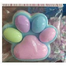 Jucarie Antistres Squishy Labuta de Pisica, Jucarie Senzoriala Pufoasa cu Revenire Lenta, Material TPR, 8.5 x 7.5 cm, Albastru si Roz Deschis