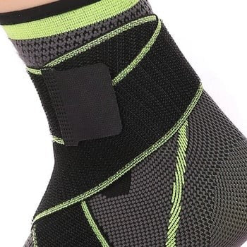 Orteză Pentru Gleznă Cu Benzi Elastice De Fixare Și Închidere Velcro, Compresie Și Susținere Articulație, Nailon Respirabil, 24 x 10.5 cm, Negru/Verde