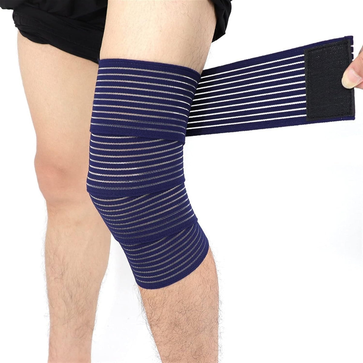 Orteză Elastică Universală, Fașă Compresivă pentru Membre, Gleznă, Genunchi și Încheietură, Prindere Velcro, Nailon, 180 x 7.5 cm, Albastru