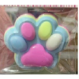 Jucarie Antistres Squishy, Labuta de Pisica Pufoasa cu Revenire Lenta, Material TPR Moale, Ambalaj Transparent, 8.5 x 7.5 cm, Albastru Multicolor
