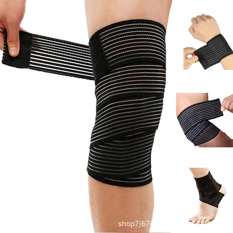 Orteza Elastica Universala, Banda Compresie pentru Gleznă, Genunchi sau Incheietura, Fixare Velcro, Nailon, 180 x 7.5 cm, Negru