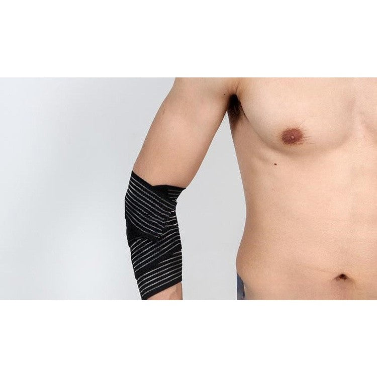 Orteza Elastica Universala, Banda Compresie pentru Gleznă, Genunchi sau Incheietura, Fixare Velcro, Nailon, 180 x 7.5 cm, Negru