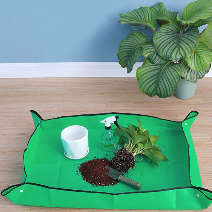 Covoras pentru Gradinarit, Covor Impermeabil pentru Transplantat Plante si Schimbarea Solului, Pliabil cu Capse, PVC, 50x50 cm, Verde
